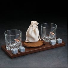 Whiskey set "Impenetrable": 2 glasses with a bullet + whiskey stones